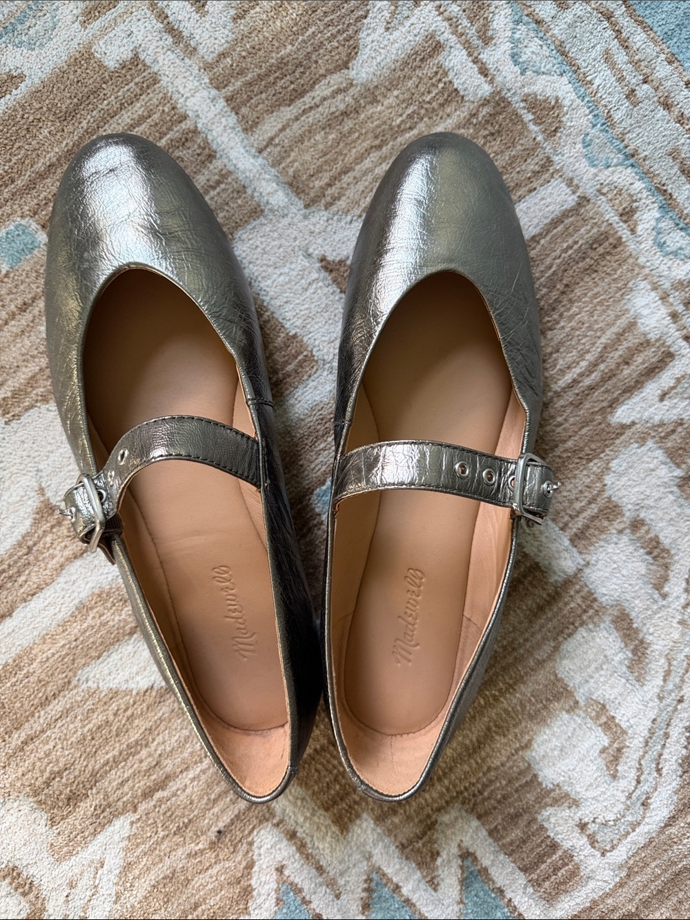 Madewell Remy Metallic Silver/ Pewter Mary Jane Flats